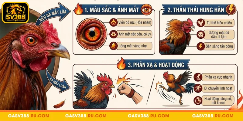 Cách nhận biết gà đá mắt lửa đơn giản