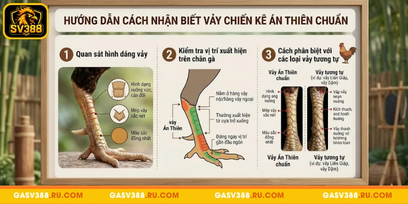 Dấu hiệu nhận biết vảy Án Thiên trên chiến kê