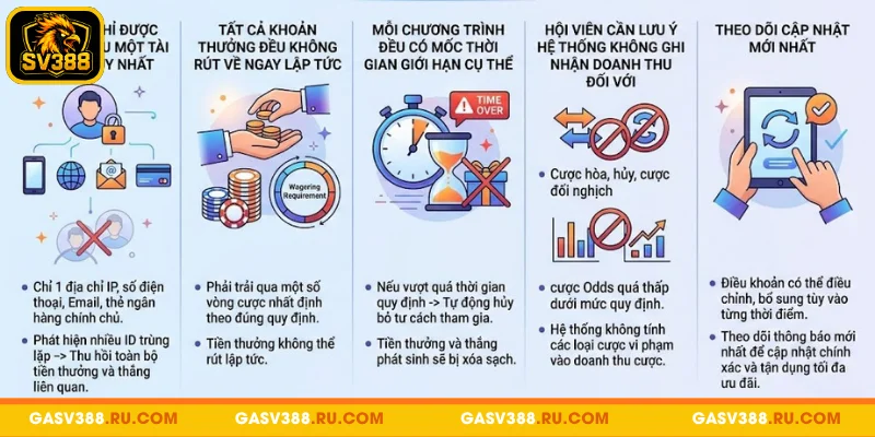 Nội dung chính trong điều khoản khuyến mãi SV388